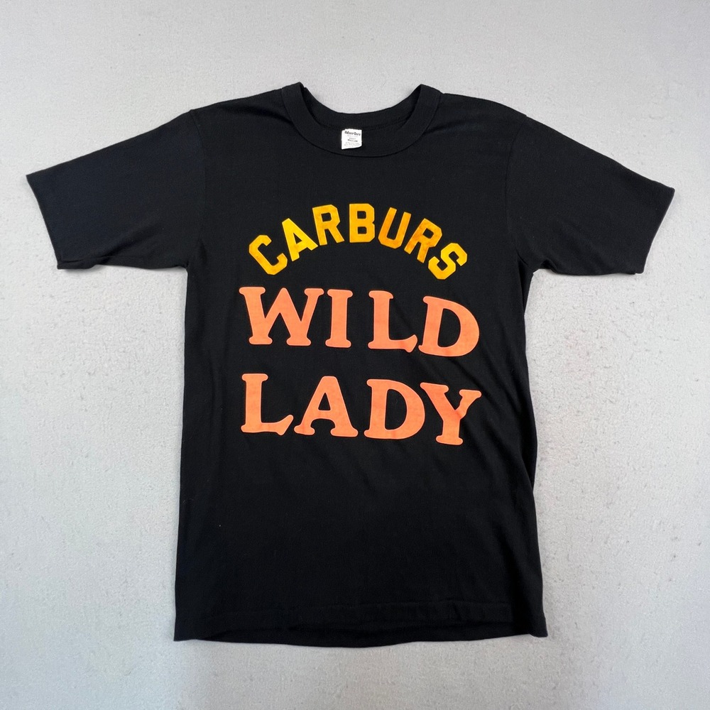 Vintage 70s Carburs Wild Lady Party Til You Puke T Shirt Advertees Medium 50/50